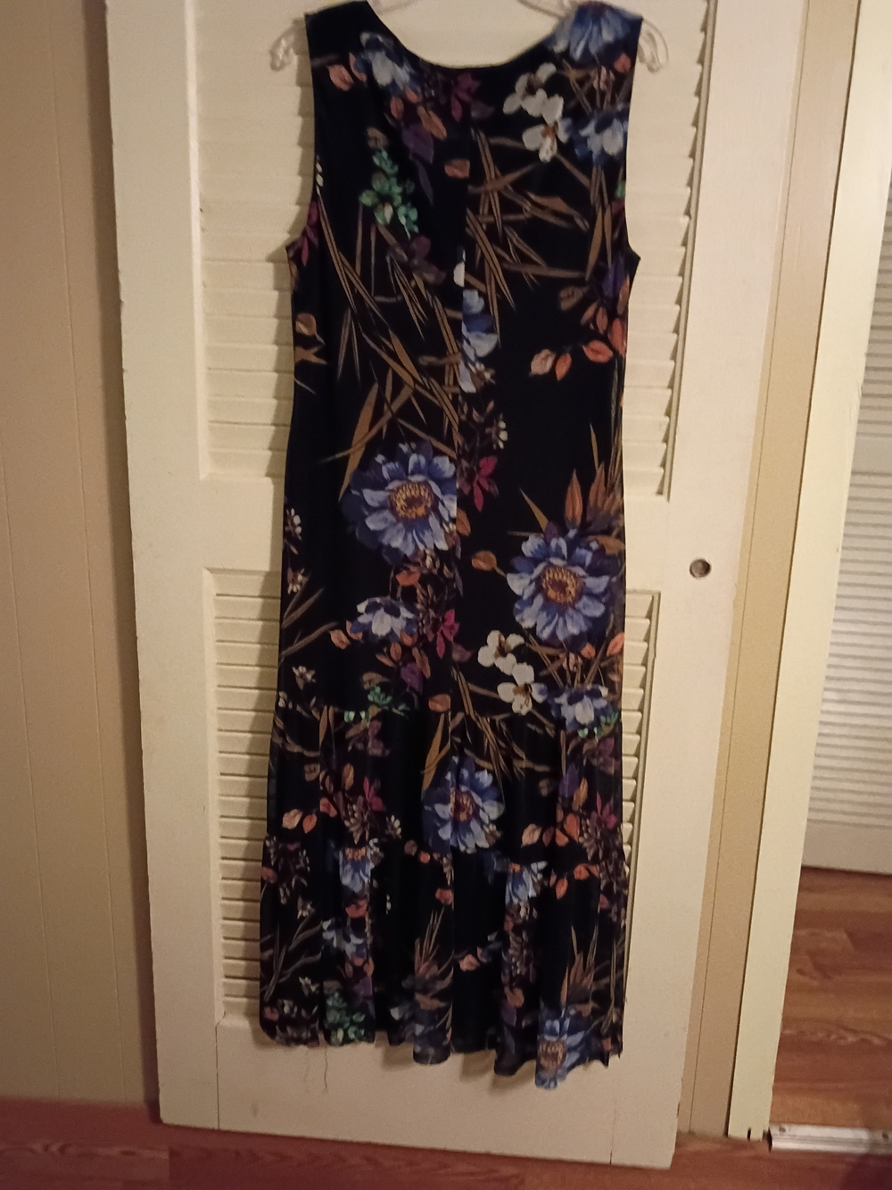 connected apparel Black Floral Sleeveless Maxi Dress with Blue and Teal Accents - Picture 4 of 4